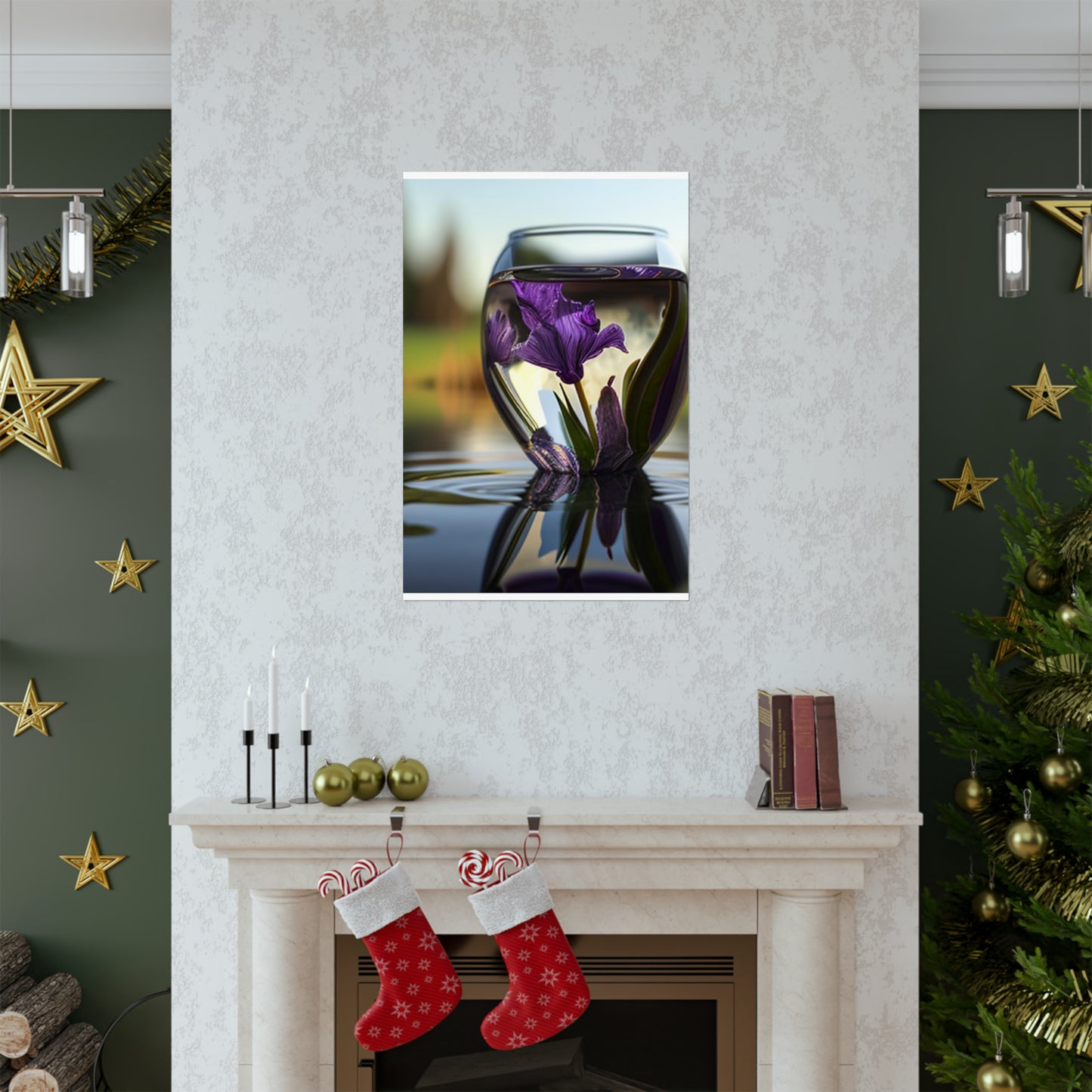 Premium Matte Vertical Posters Purple Iris in a vase 3