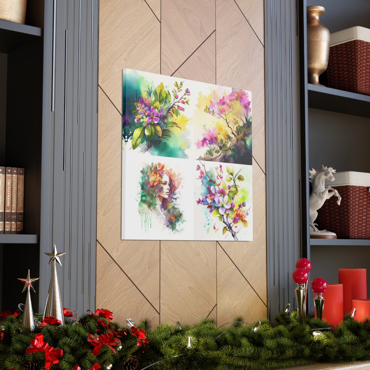 Canvas Gallery Wraps Mother Nature Bright Spring Colors Realistic Watercolor 5
