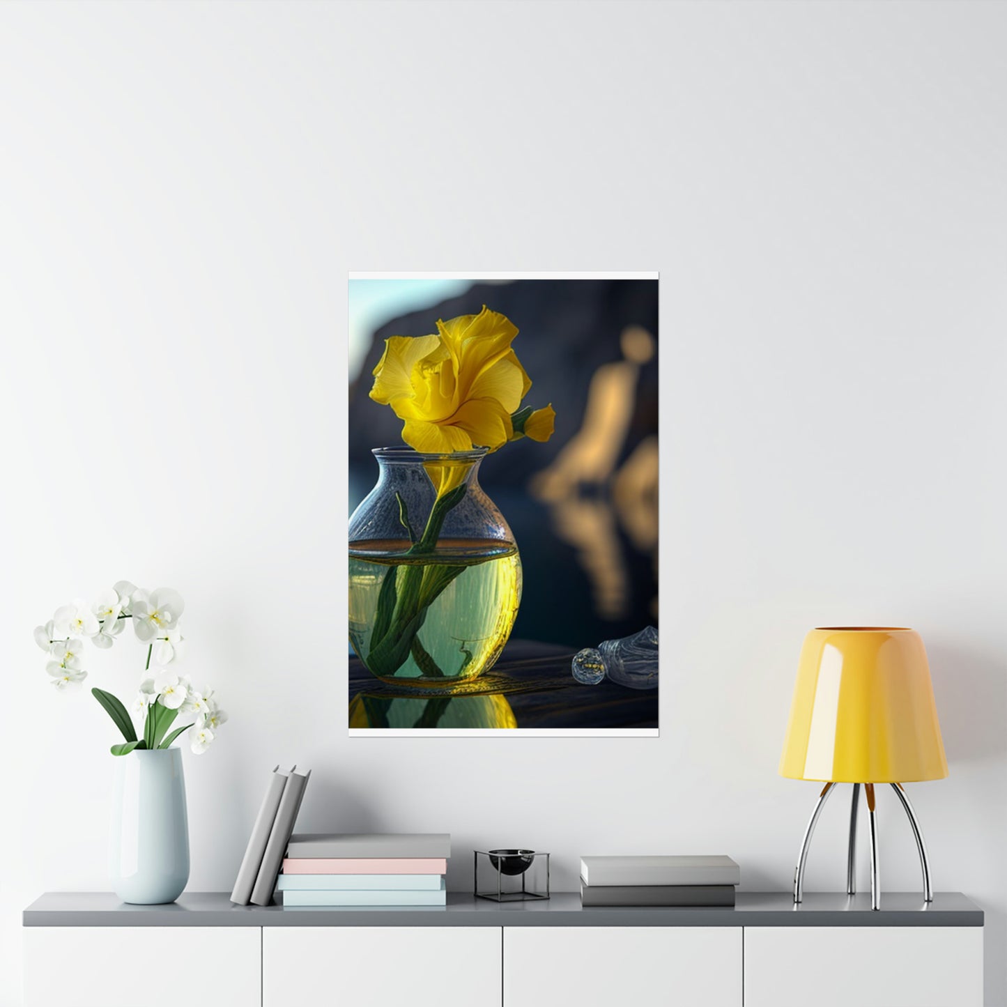 Premium Matte Vertical Posters Yellow Gladiolus glass 3