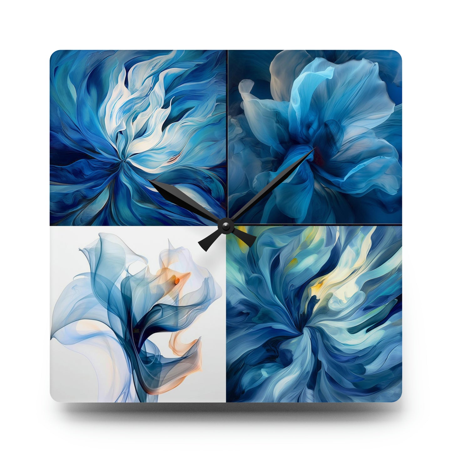 Acrylic Wall Clock Blue Tluip Abstract 5