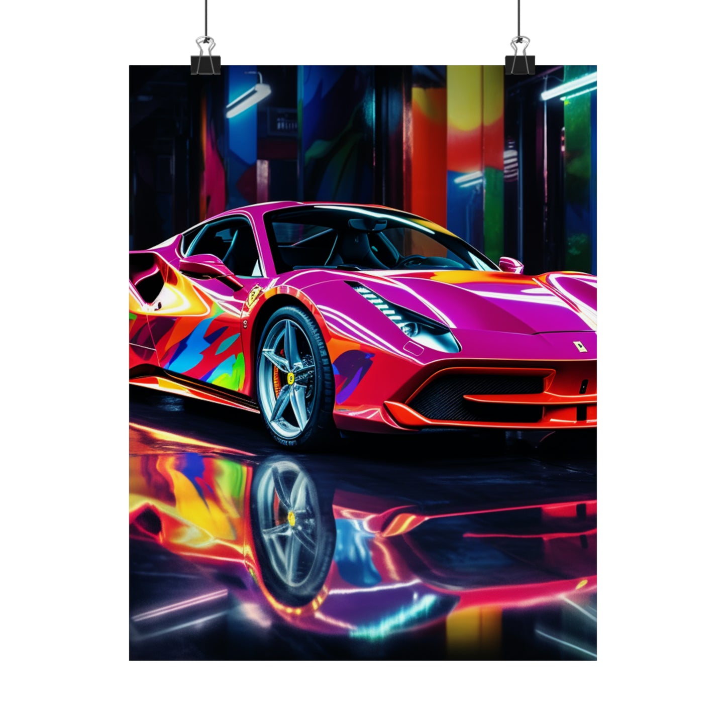 Premium Matte Vertical Posters Pink Macro Ferrari 1