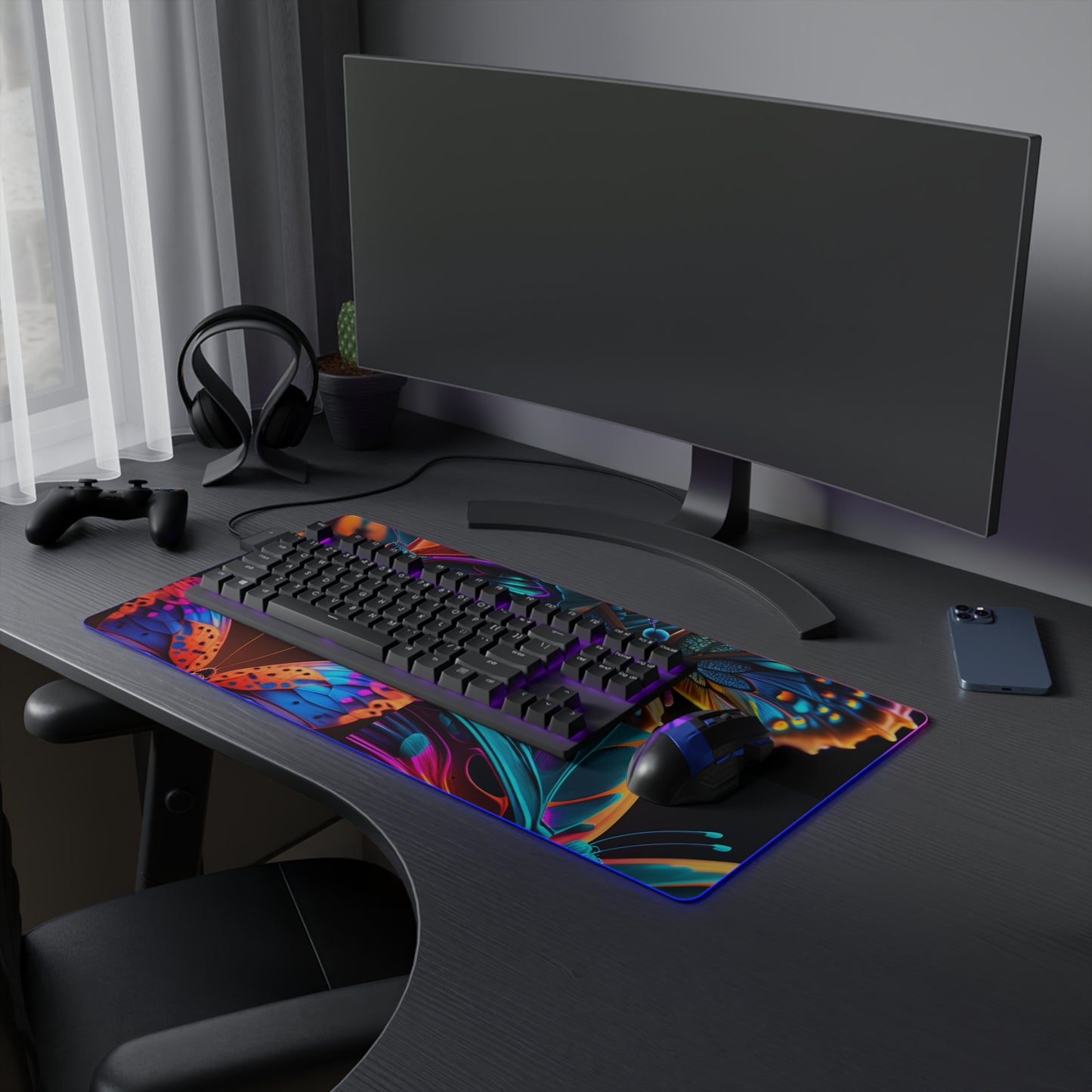 LED Gaming Mouse Pad Neon Butterfly Macro 5