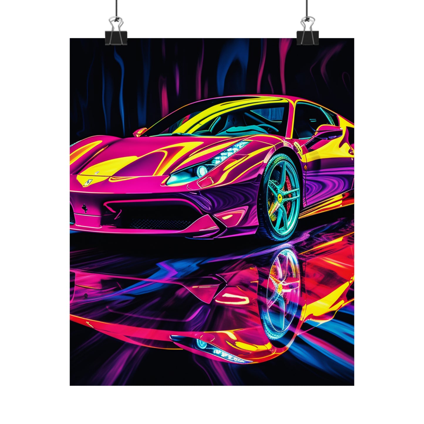 Premium Matte Vertical Posters Pink Ferrari Macro 2