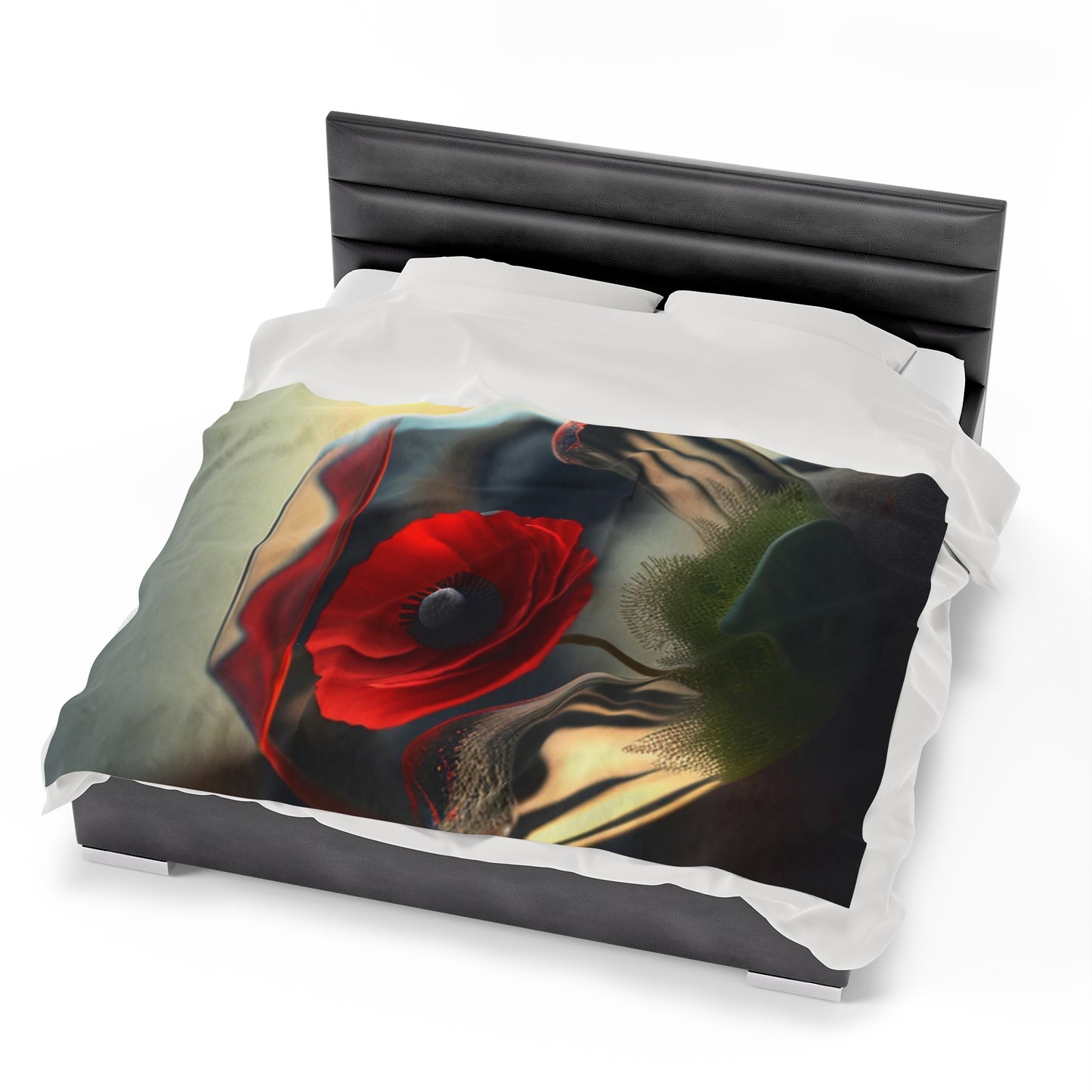 Velveteen Plush Blanket Red Anemone in a Vase 3