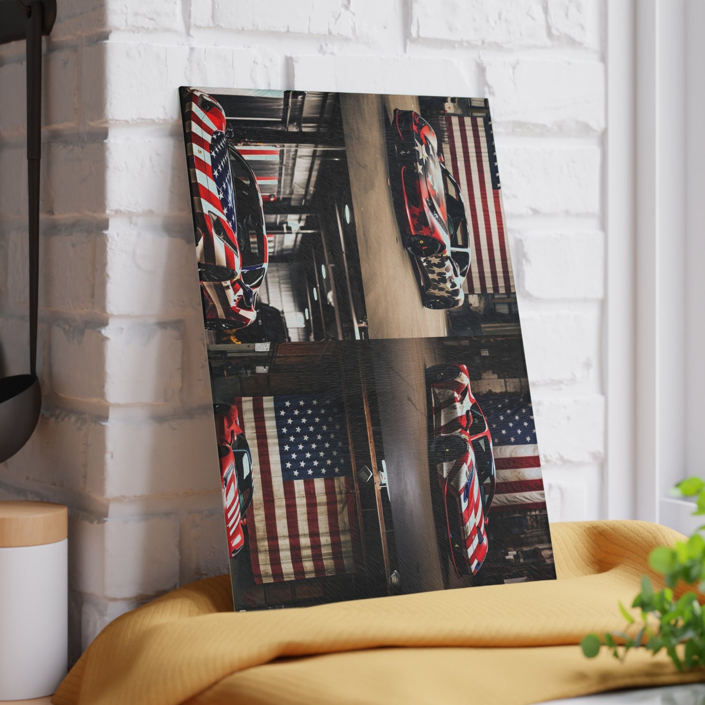 Glass Cutting Board American Flag Farrari 5