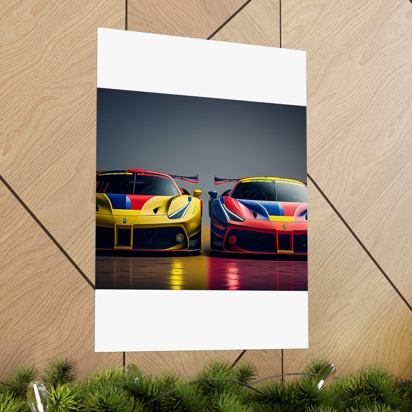 Premium Matte Vertical Posters Ferrari Red Blue 1