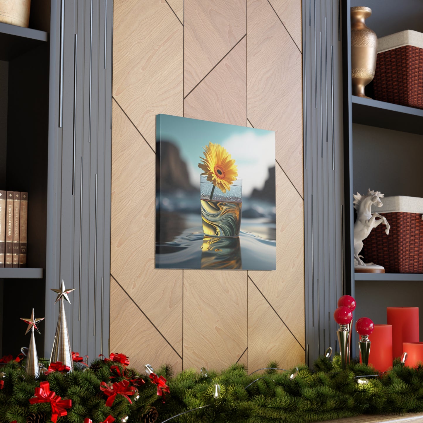 Canvas Gallery Wraps yello Gerbera glass 2