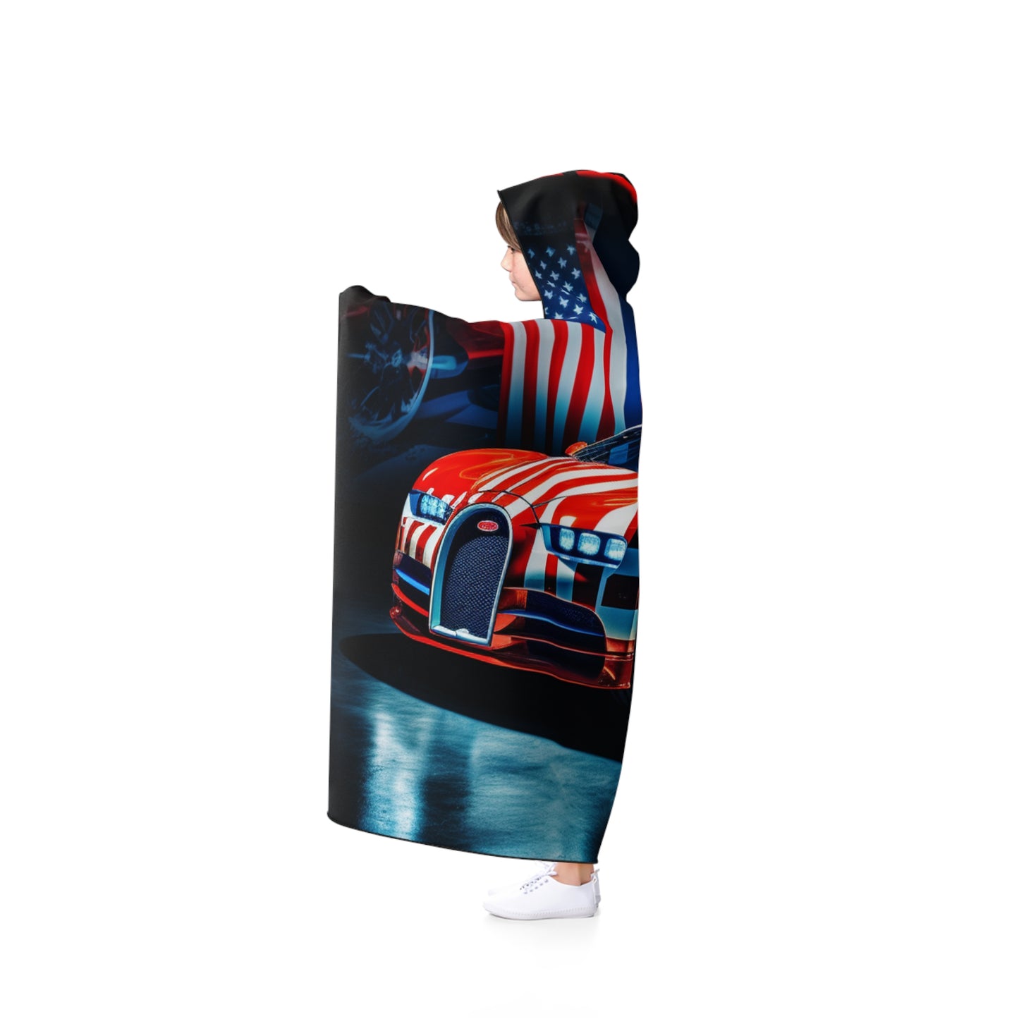 Hooded Blanket Macro Bugatti American Flag 2