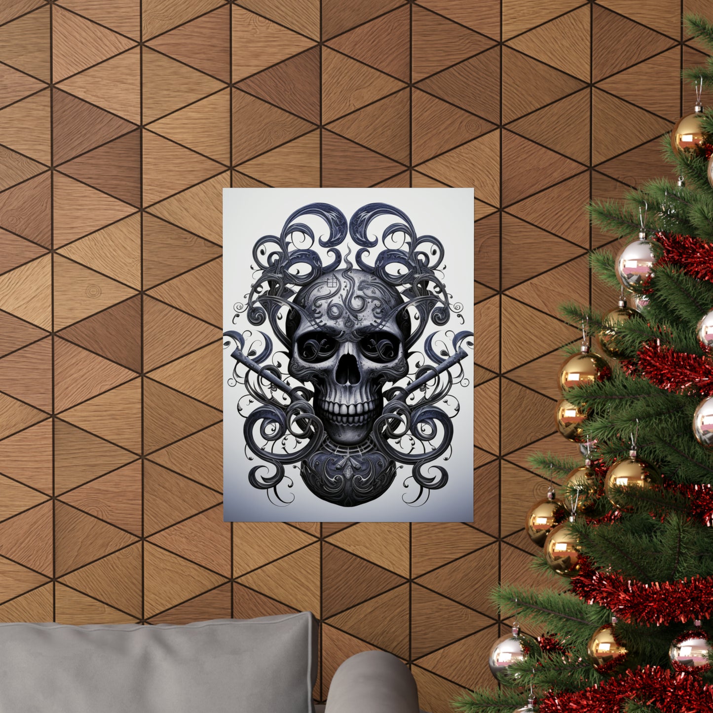 Premium Matte Vertical Posters Skull Treble Clef 1