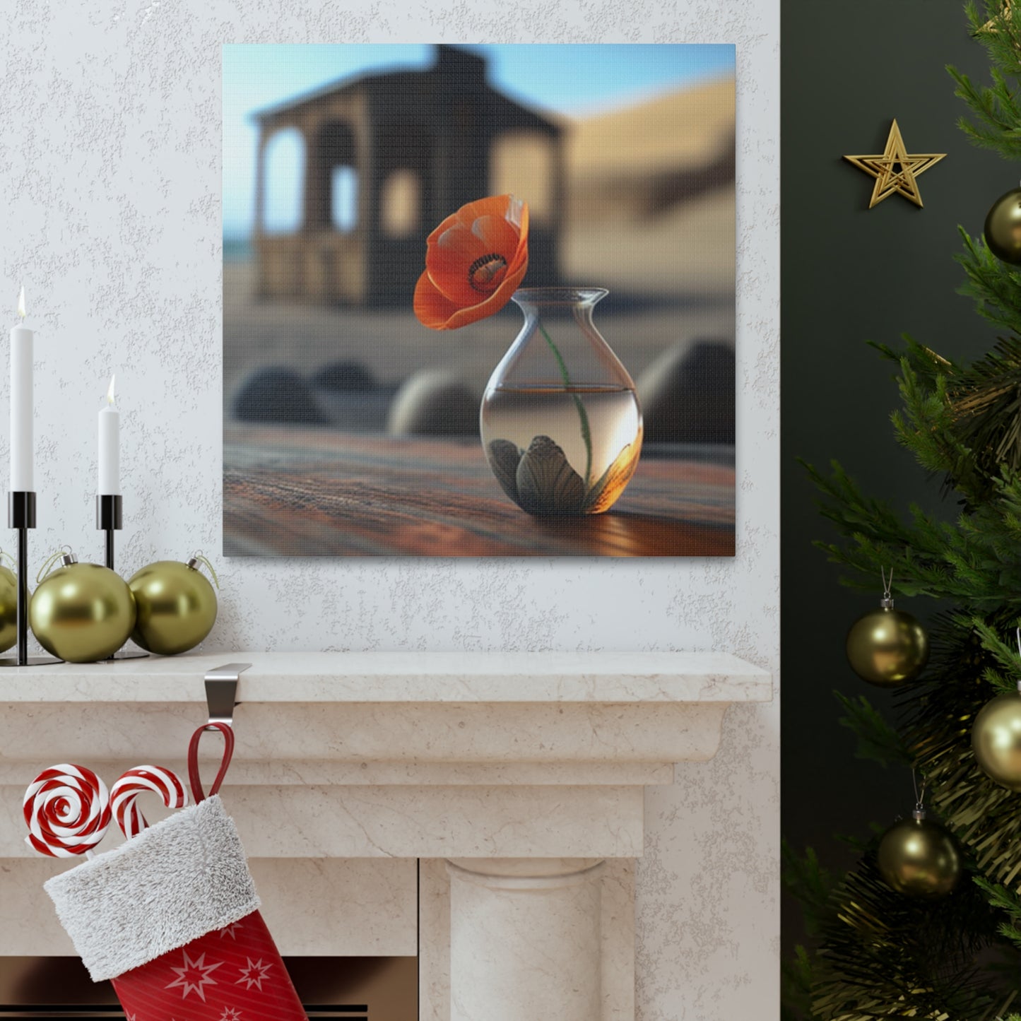 Canvas Gallery Wraps Poppy in a Glass Vase 1