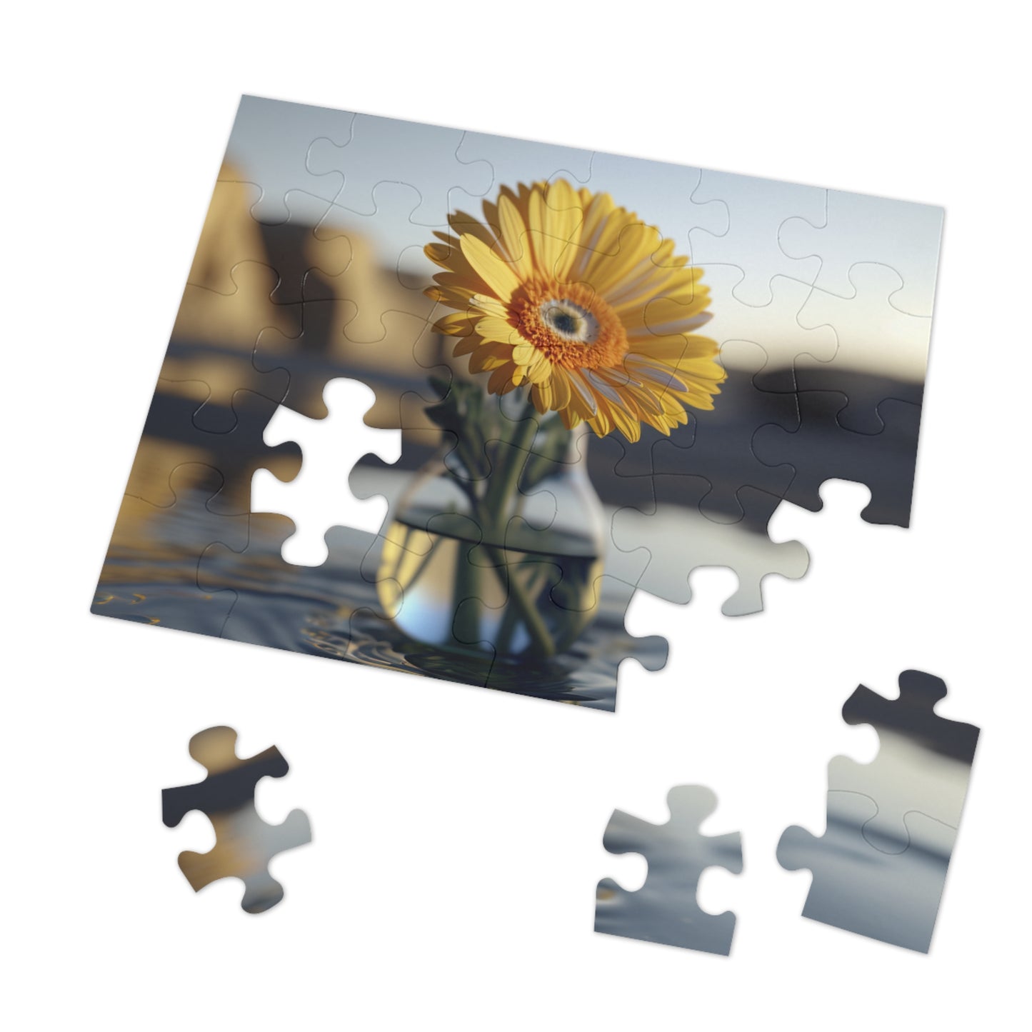 Jigsaw Puzzle (30, 110, 252, 500,1000-Piece) yello Gerbera glass 4