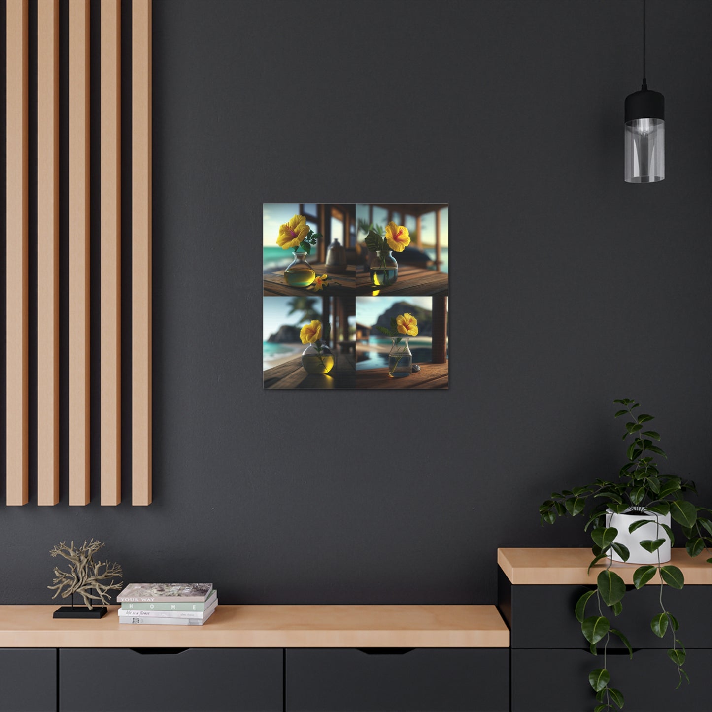 Canvas Gallery Wraps Yellow Hibiscus Wood 5