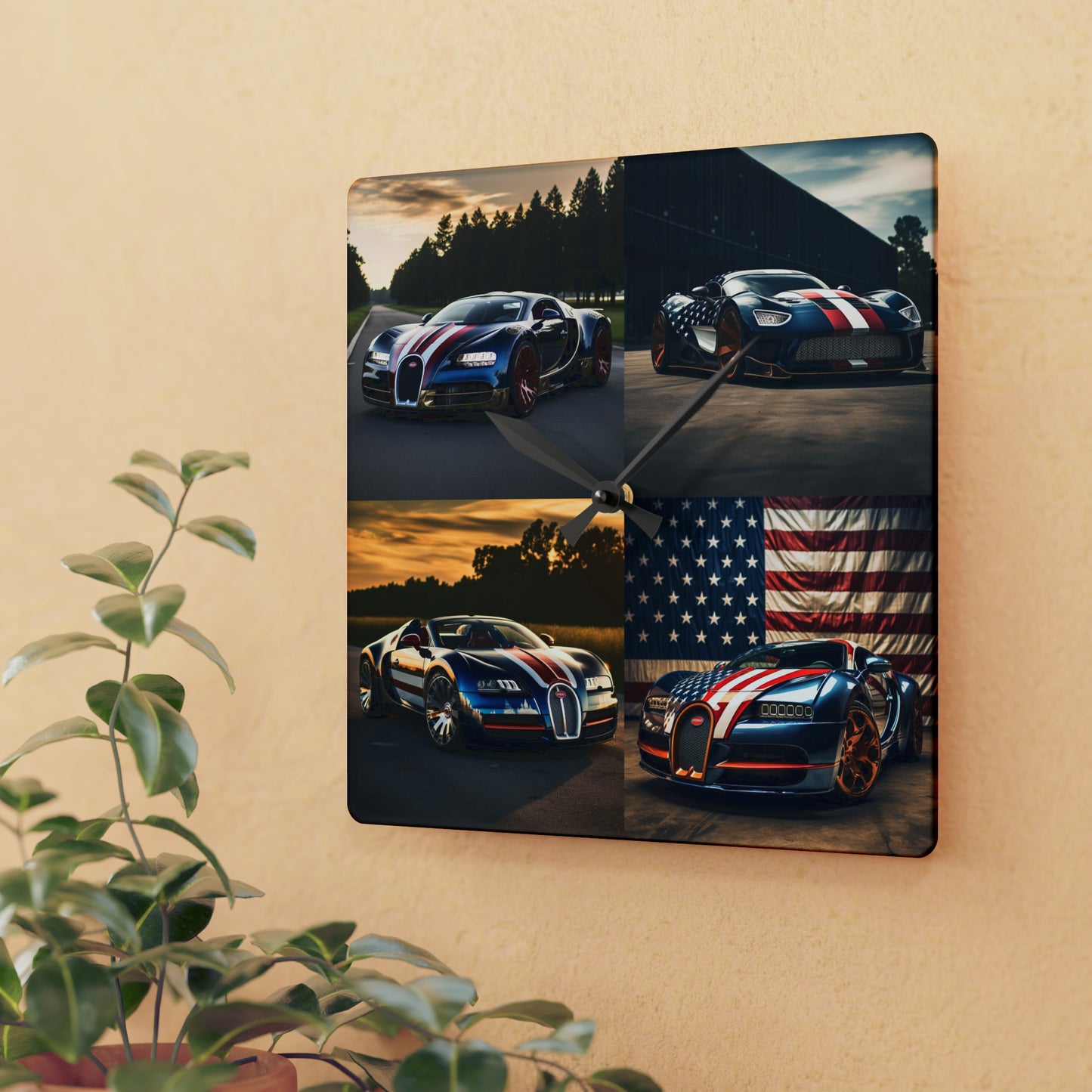 Acrylic Wall Clock Bugatti Flag American 5