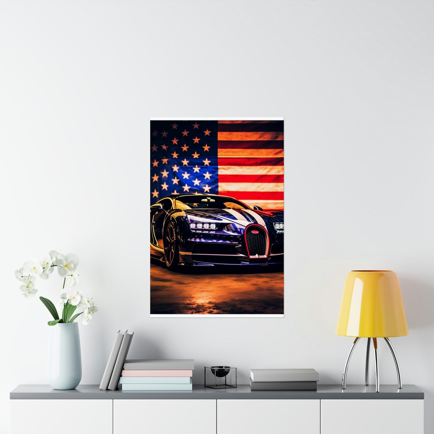 Premium Matte Vertical Posters Macro Bugatti American Flag 4