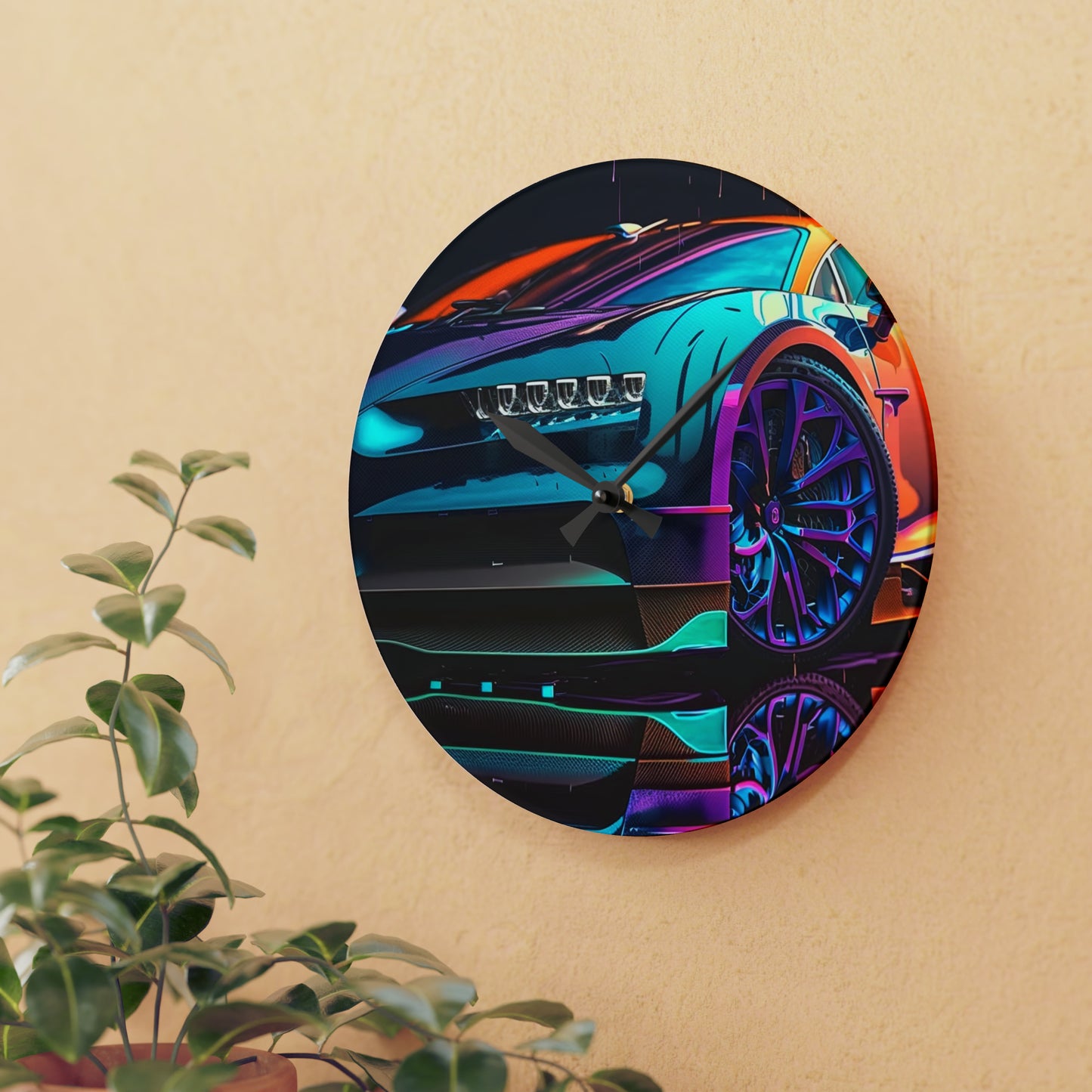 Acrylic Wall Clock Bugatti Neon Chiron 1