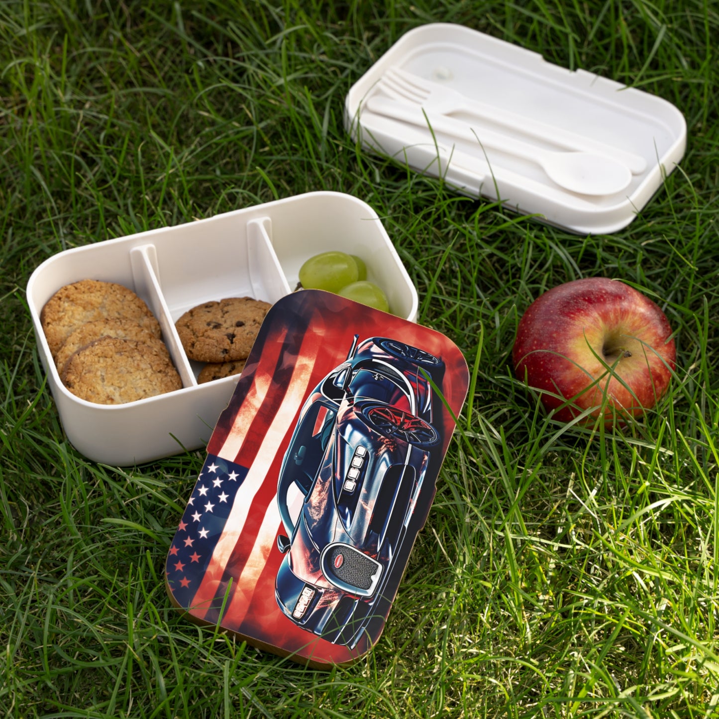 Bento Lunch Box Abstract American Flag Background Bugatti 4