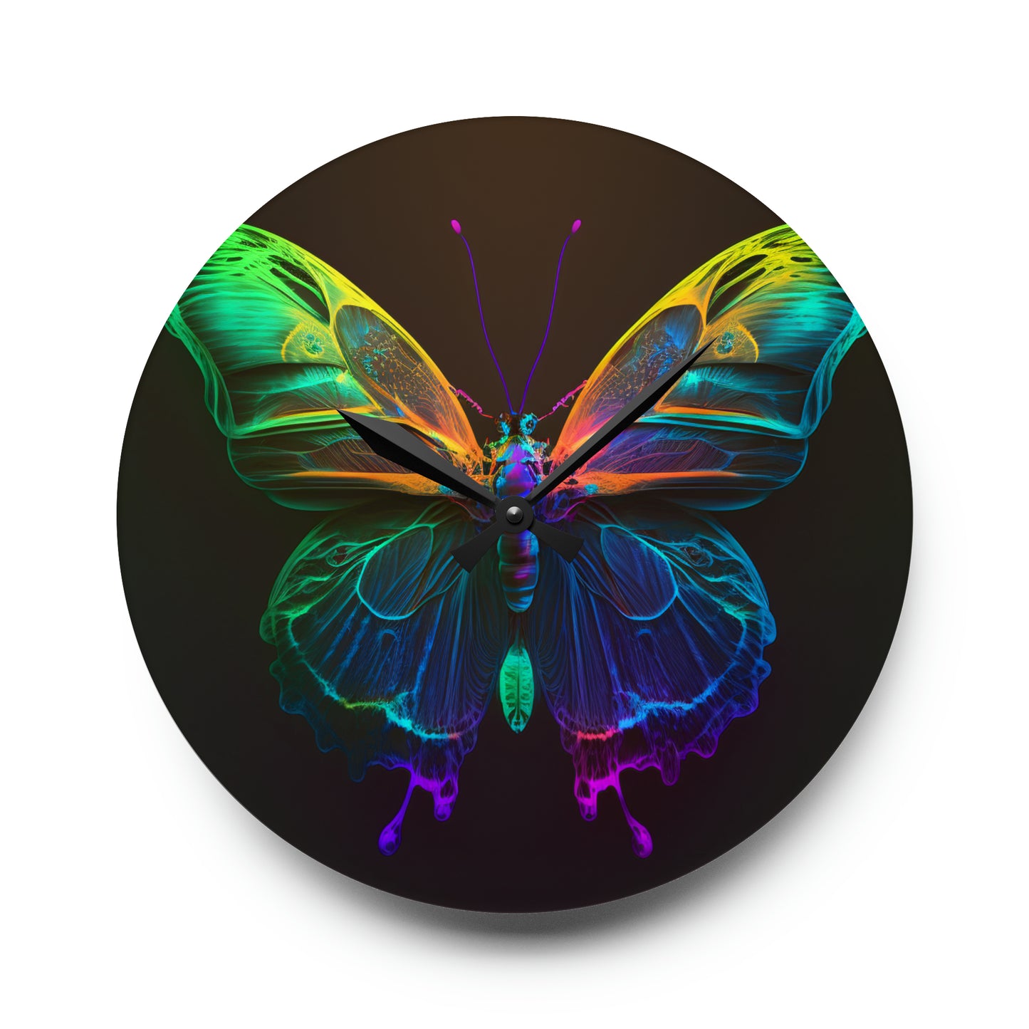 Acrylic Wall Clock Raw Hyper Color Butterfly 3