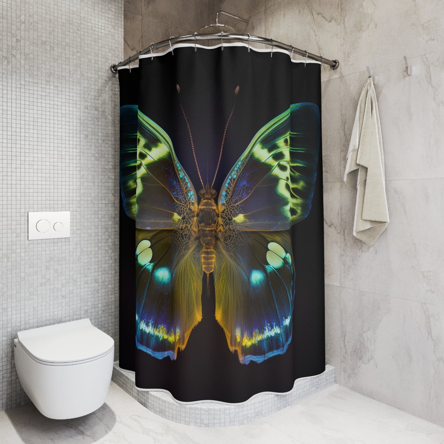 Polyester Shower Curtain Neon Hue Butterfly 1