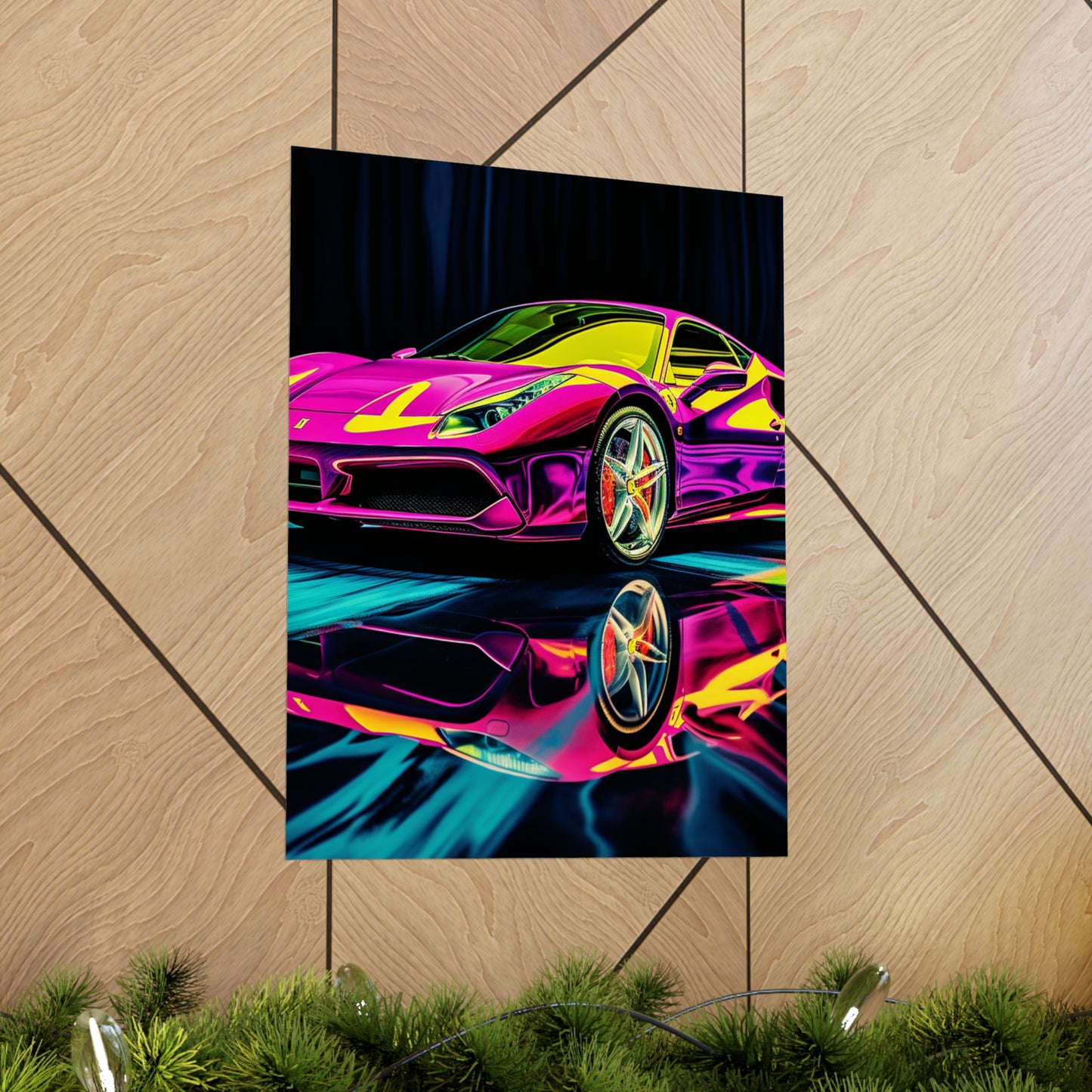 Premium Matte Vertical Posters Pink Ferrari Macro 3