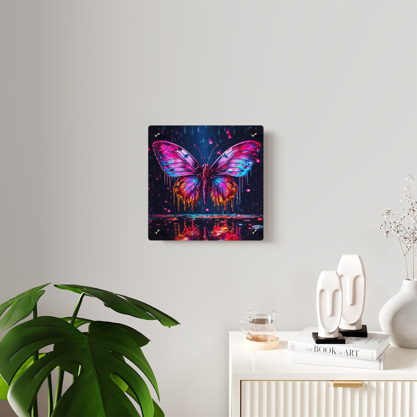 Acrylic Wall Art Panels Pink Butterfly Flair 2