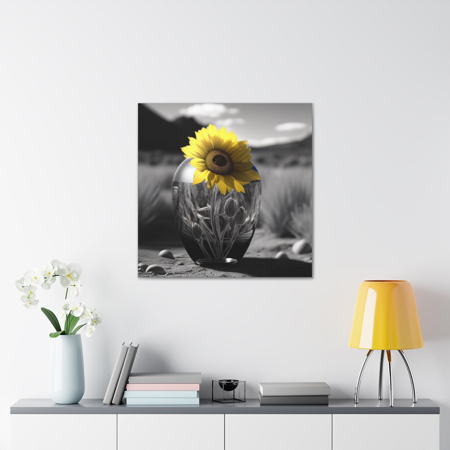 Canvas Gallery Wraps Yellw Sunflower in a vase 3