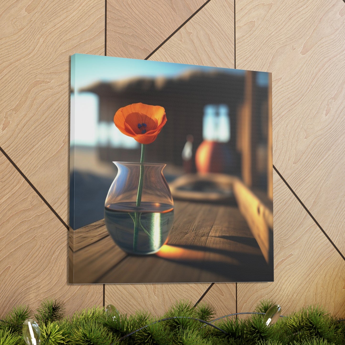 Canvas Gallery Wraps Poppy in a Glass Vase 2