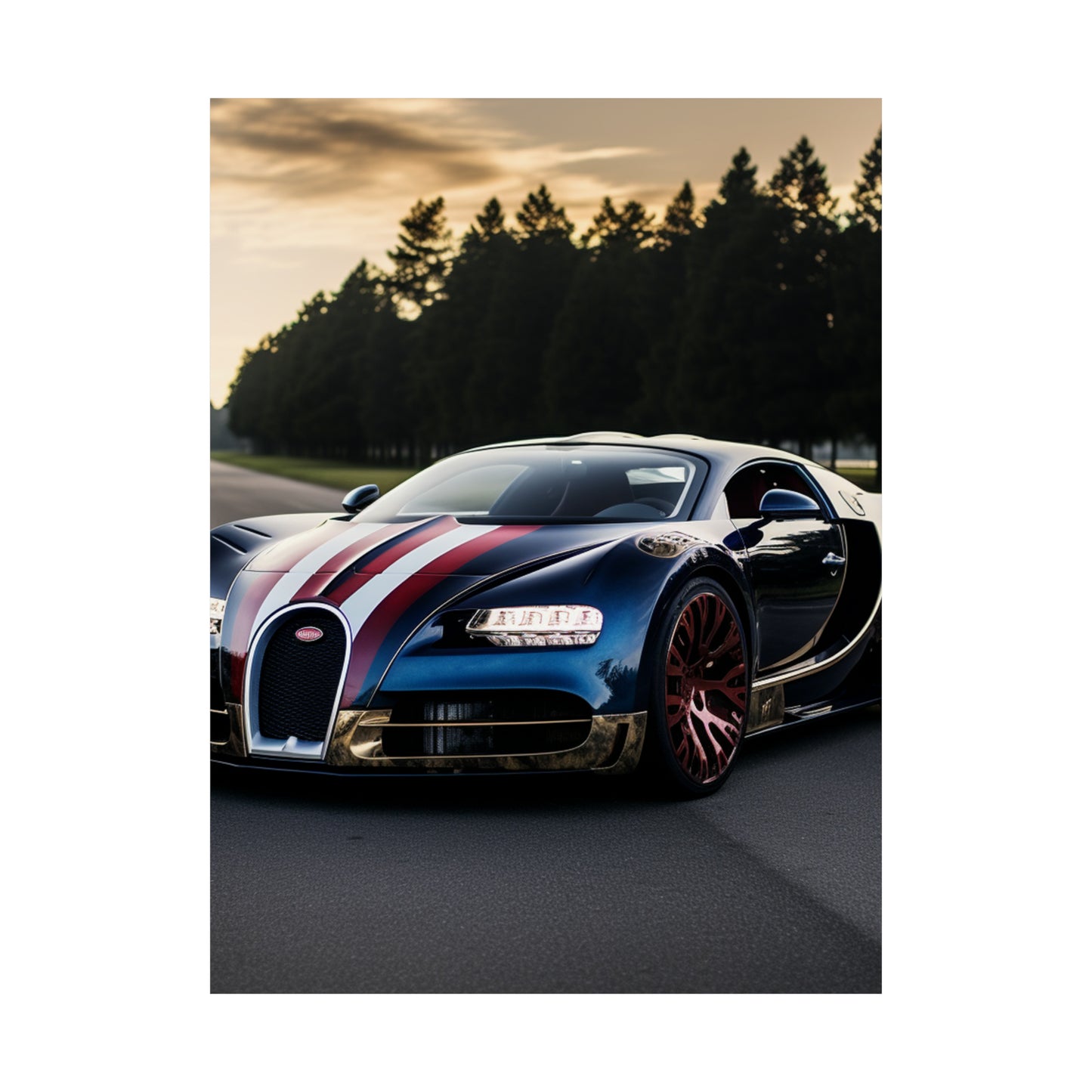 Premium Matte Vertical Posters Bugatti Flag American 1