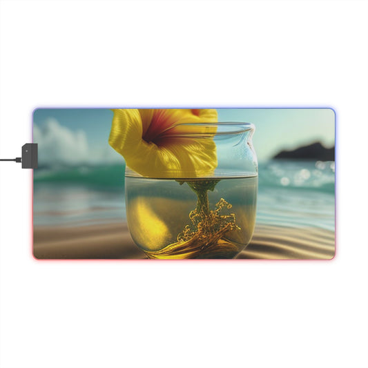 LED Gaming Mouse Pad Yellow Hibiscus glass 1