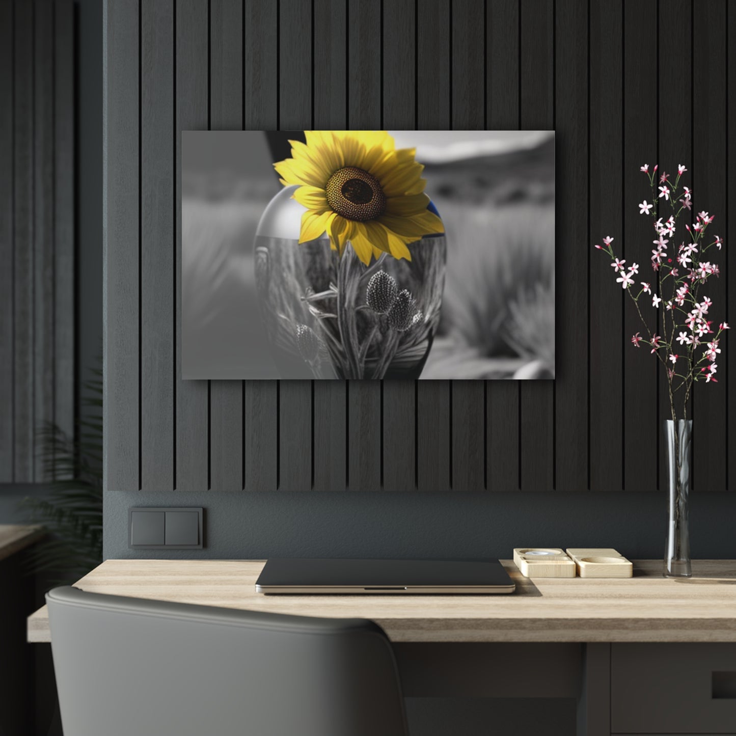 Acrylic Prints Yellw Sunflower in a vase 3