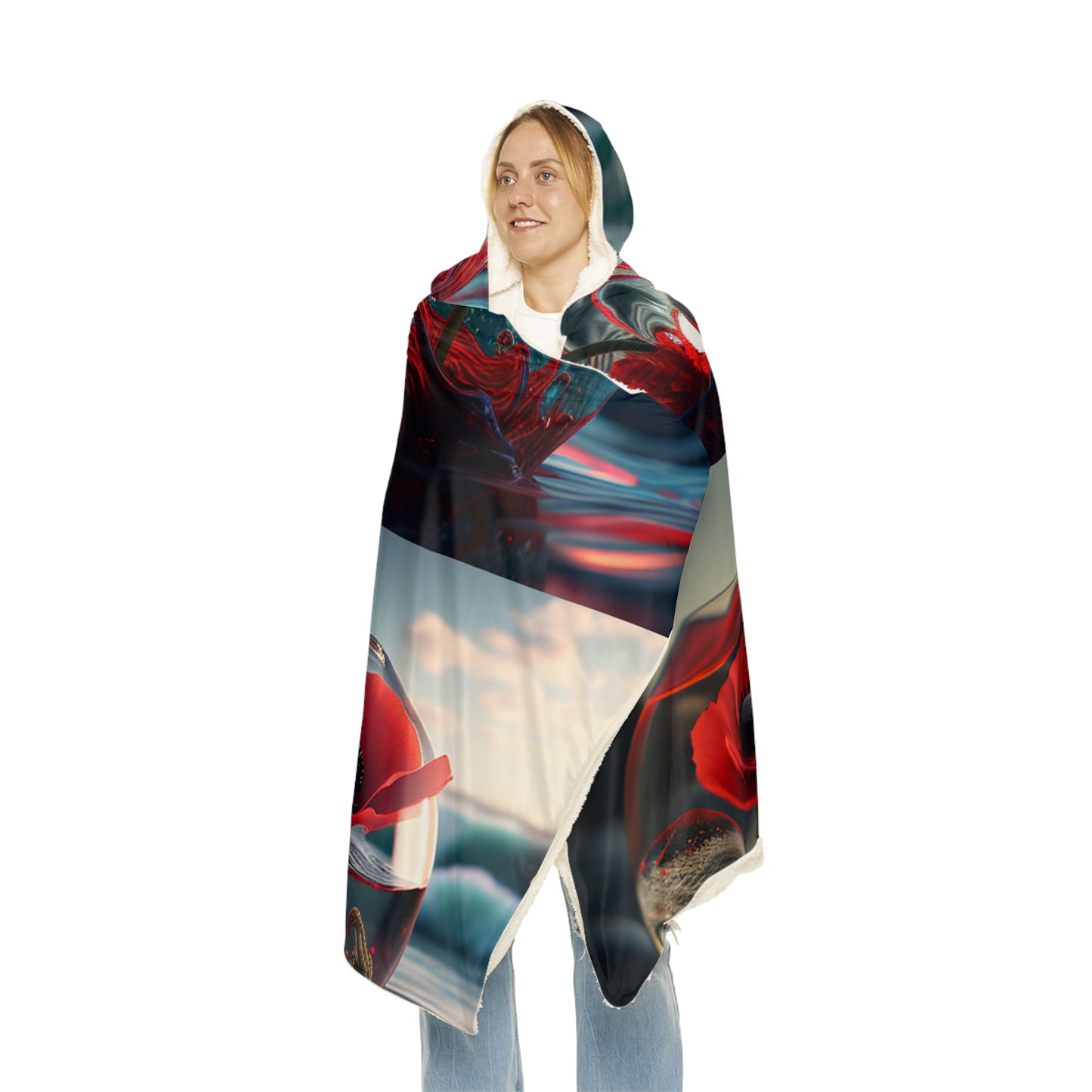 Snuggle Hooded Blanket Red Anemone in a Vase 5