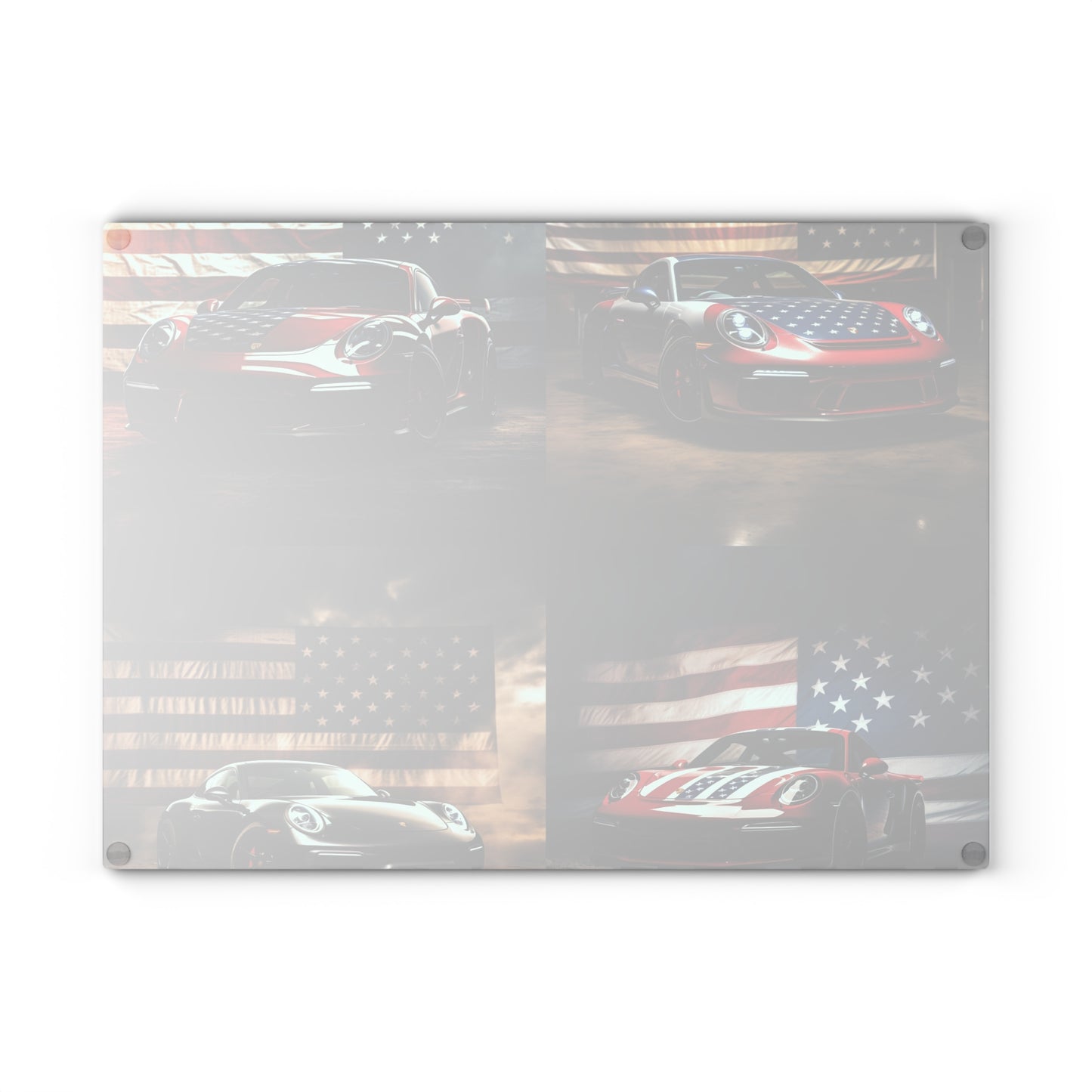 Glass Cutting Board American Flag Background Porsche 5