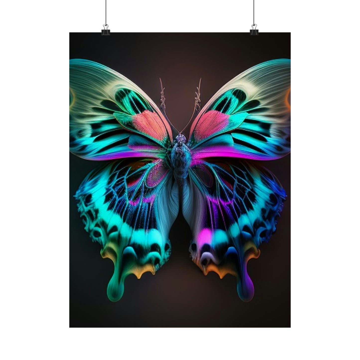 Premium Matte Vertical Posters Neon Butterfly Fusion 1