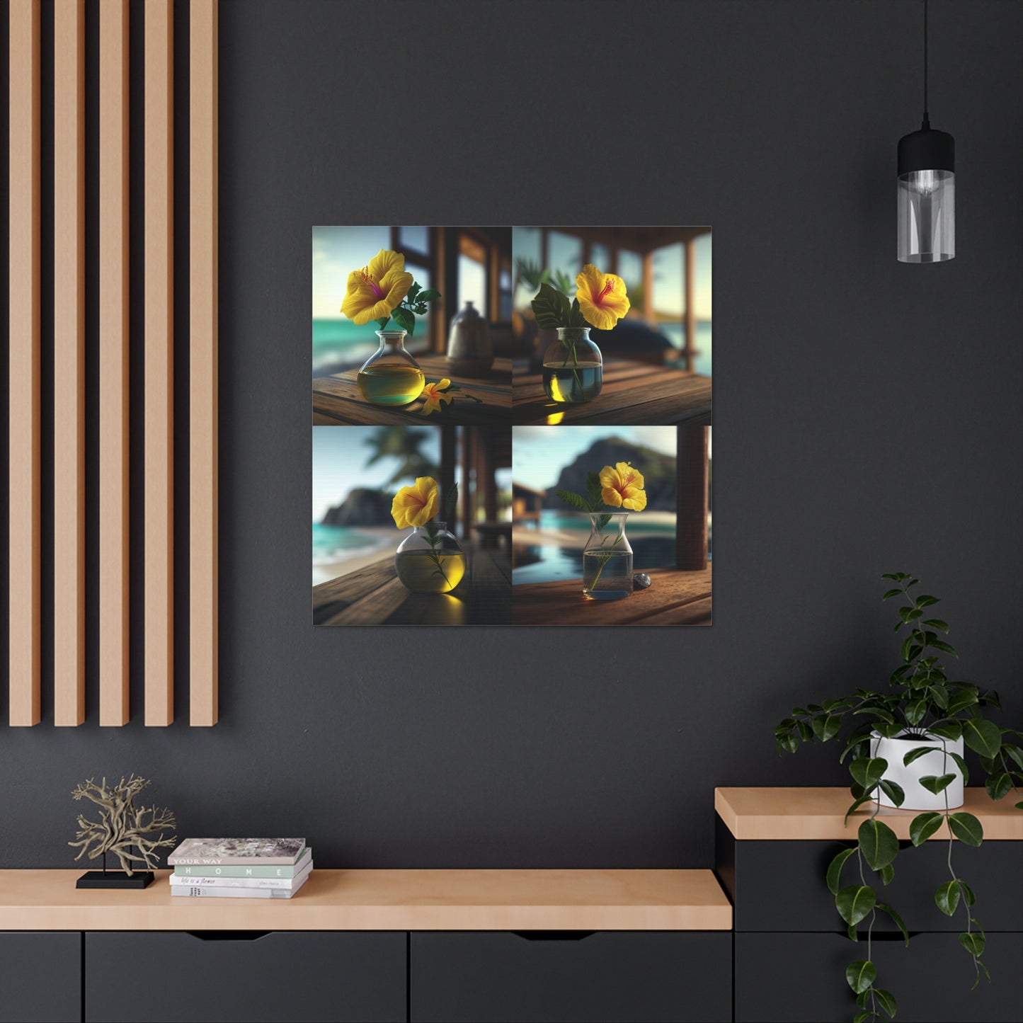 Canvas Gallery Wraps Yellow Hibiscus Wood 5