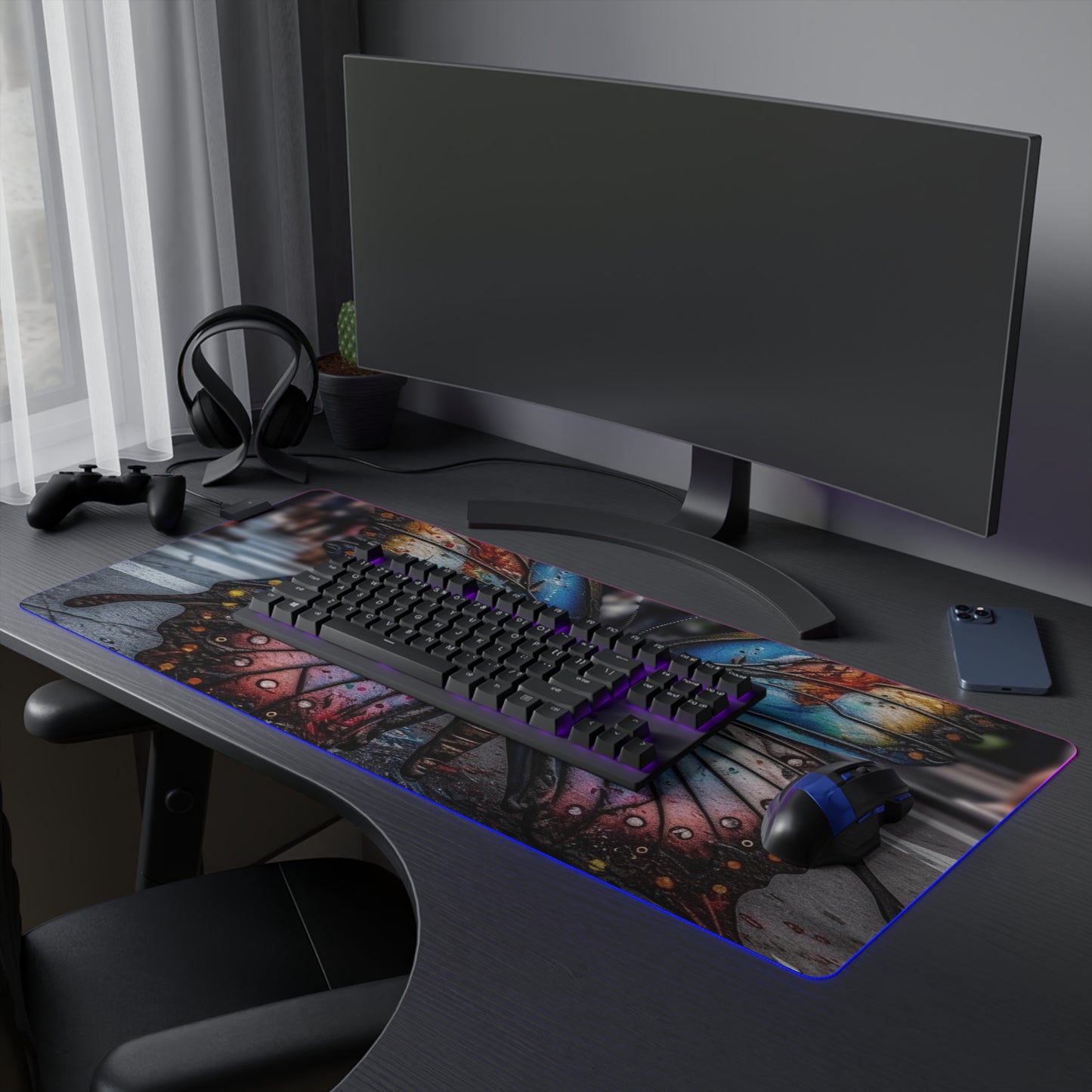 LED Gaming Mouse Pad Liquid Street Butterfly 4