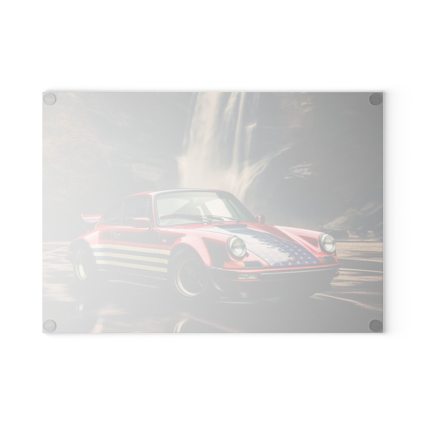 Glass Cutting Board American Flag Porsche Abstract 1