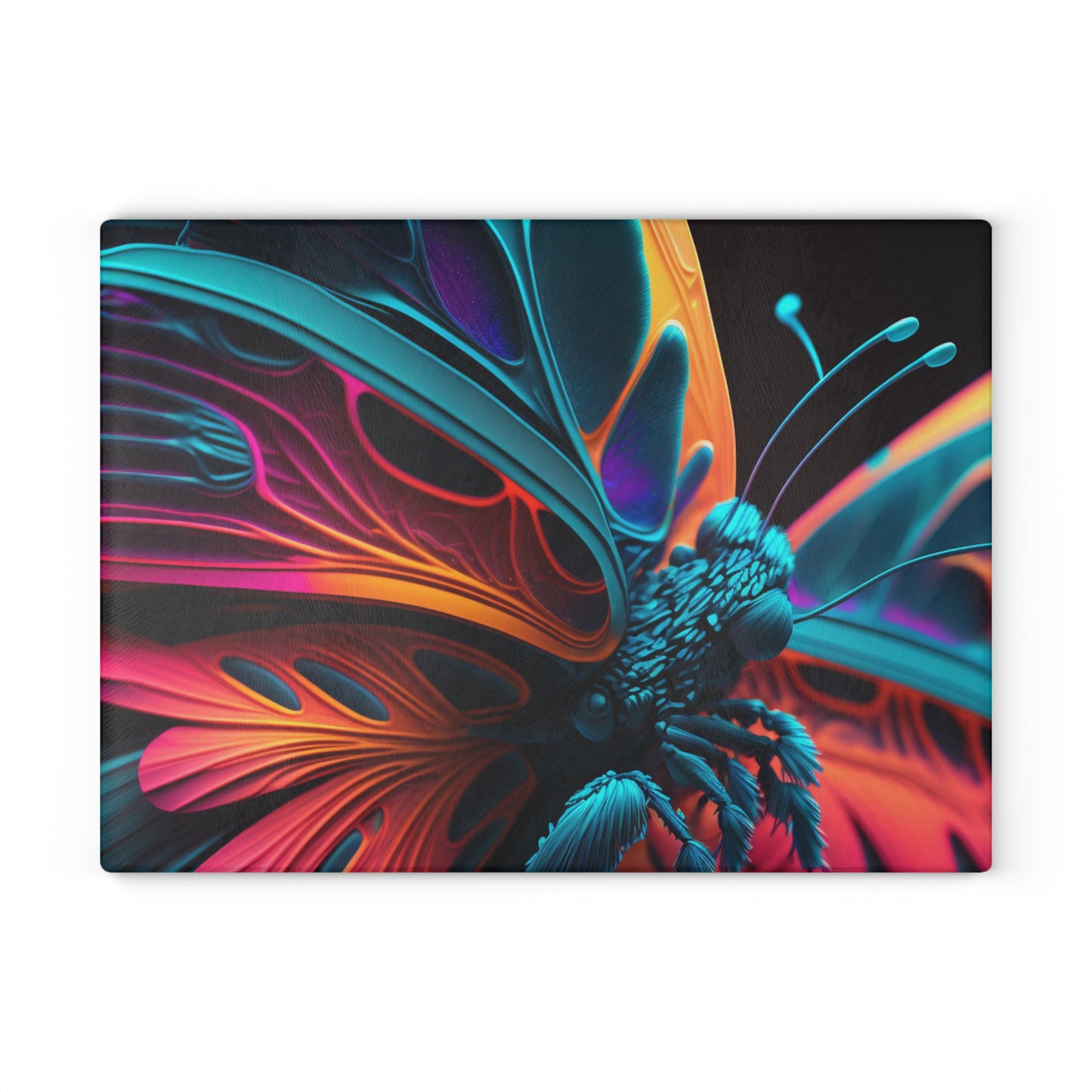 Glass Cutting Board Neon Butterfly Macro 4