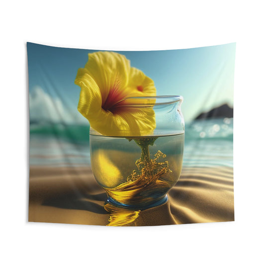 Indoor Wall Tapestries Yellow Hibiscus glass 1