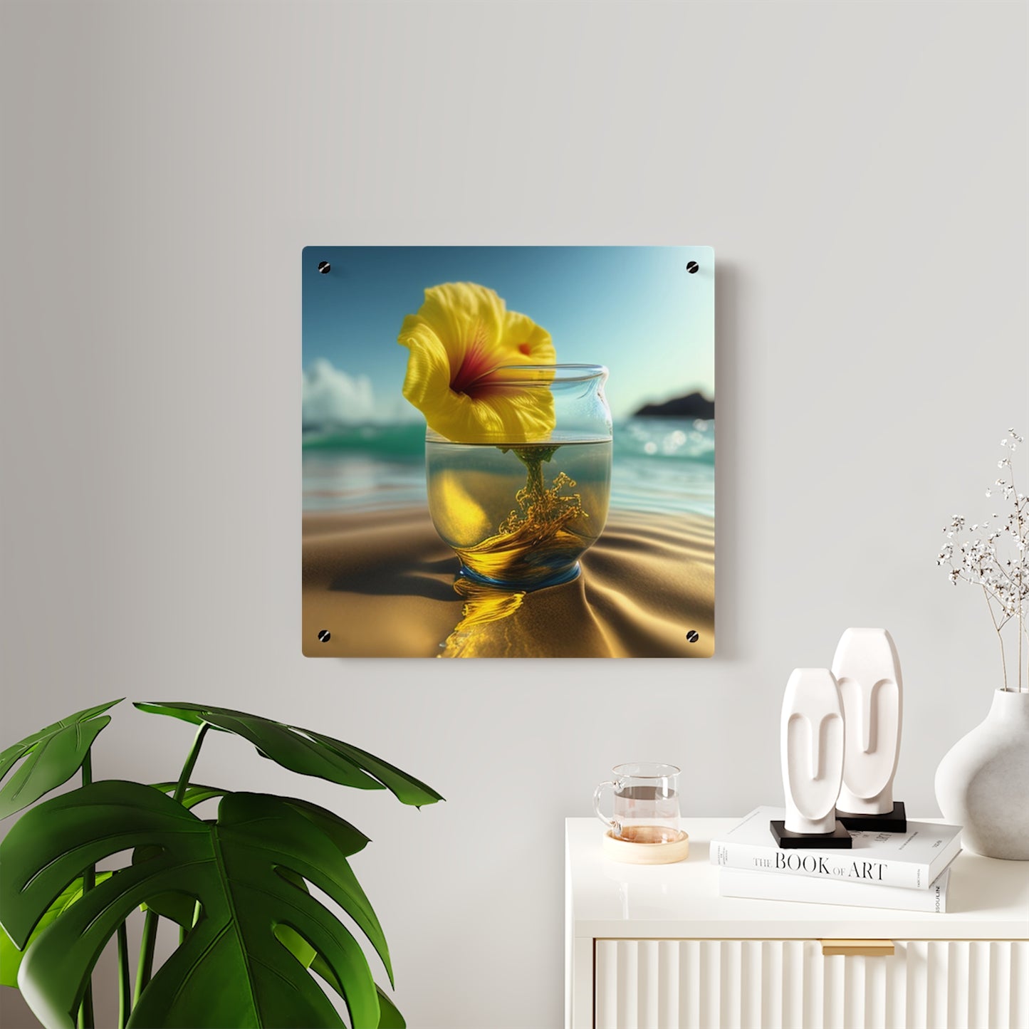 Acrylic Wall Art Panels Yellow Hibiscus glass 1