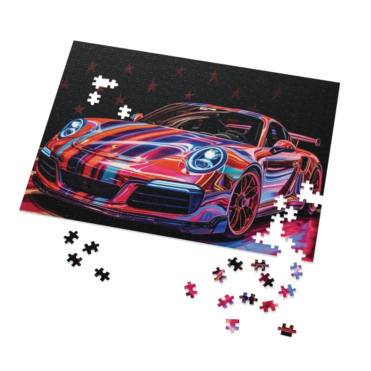 Jigsaw Puzzle (30, 110, 252, 500,1000-Piece) American Flag Colored Porsche 4