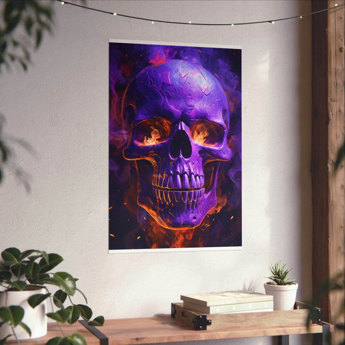 Premium Matte Vertical Posters Skull Flames 1