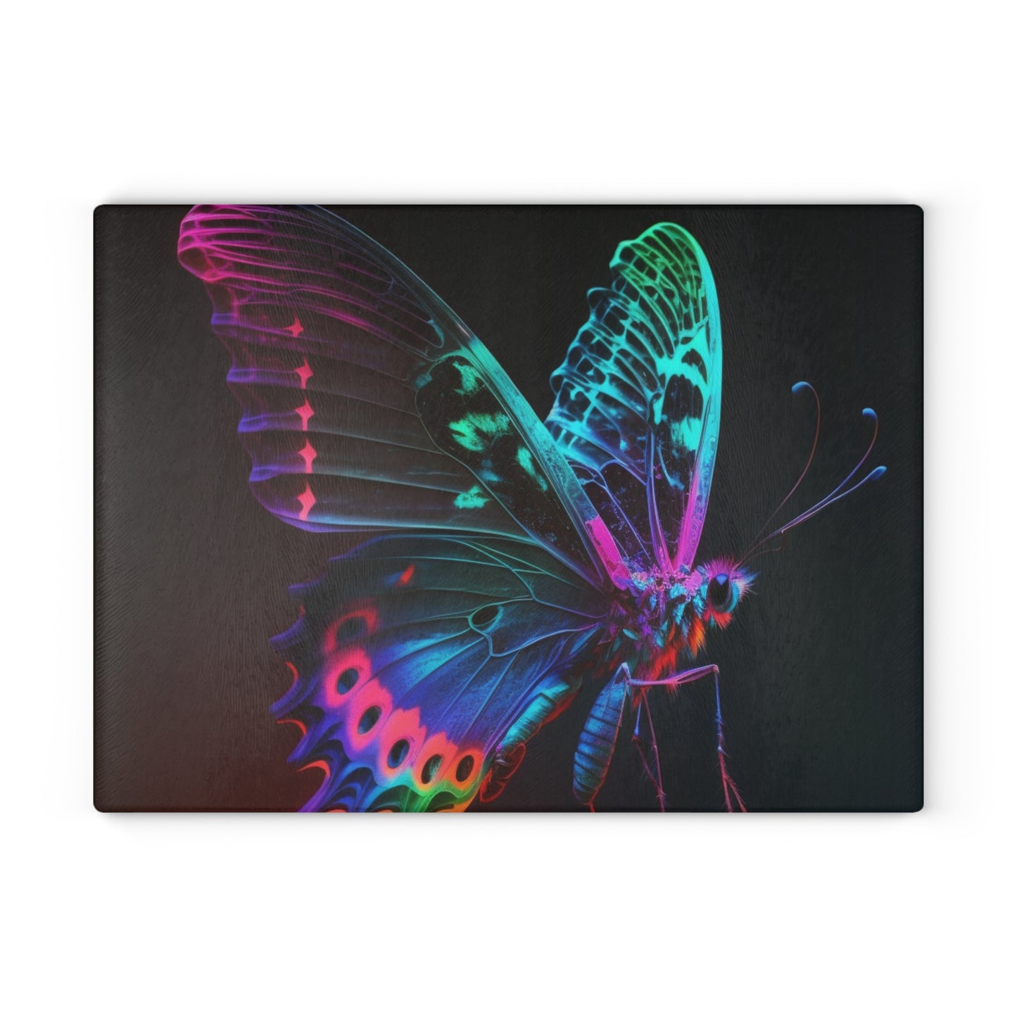 Glass Cutting Board Raw Hyper Color Butterfly 1