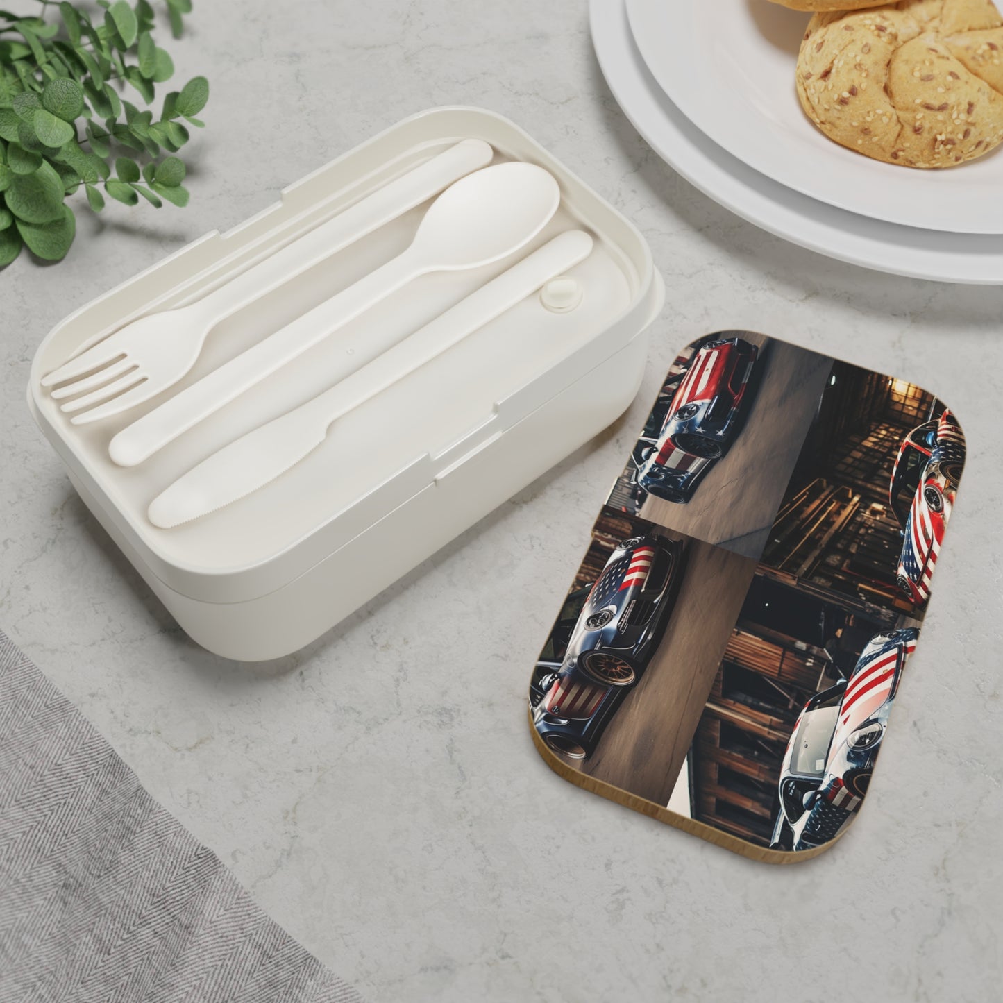 Bento Lunch Box American Flag Porsche 5