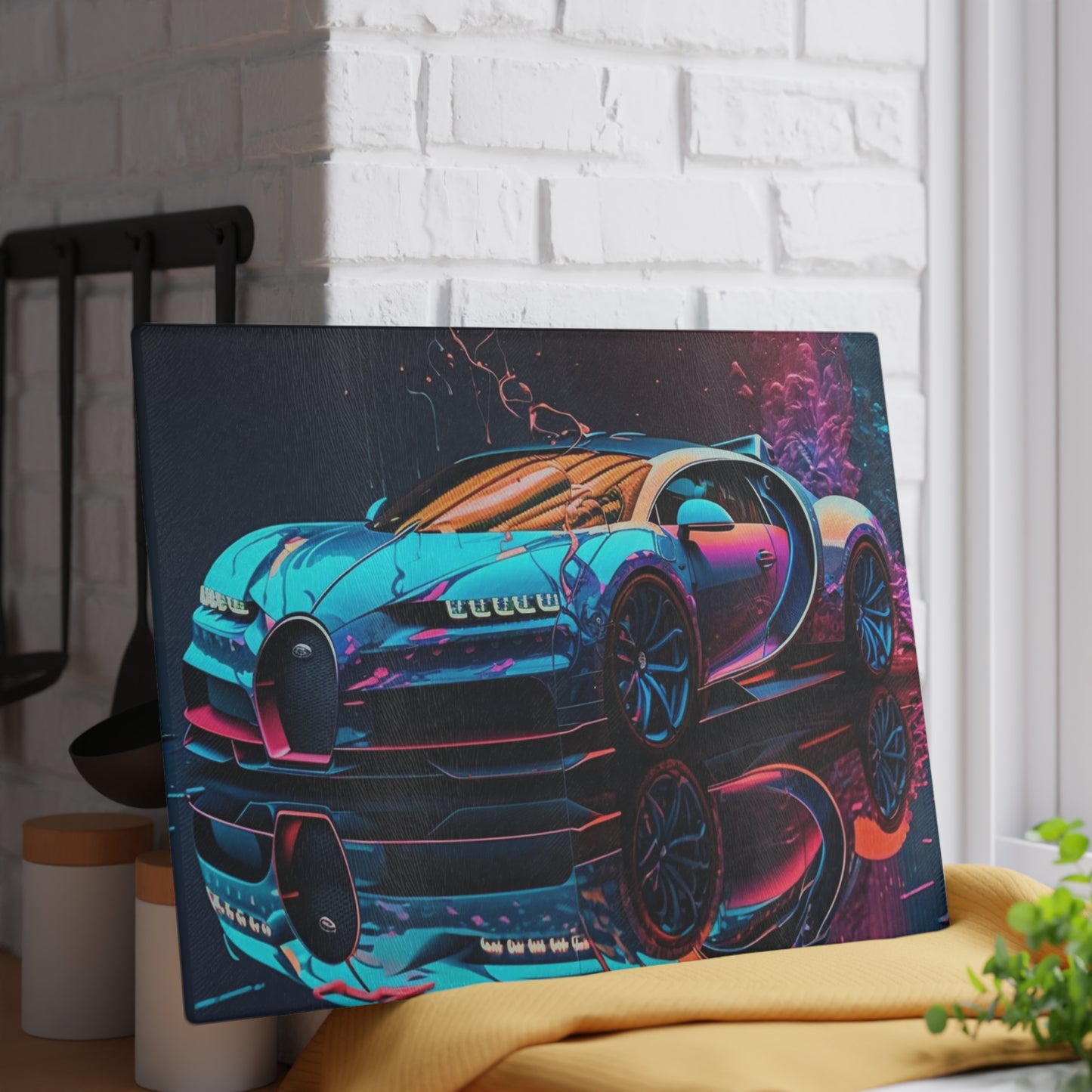 Glass Cutting Board Bugatti Neon Chiron 4