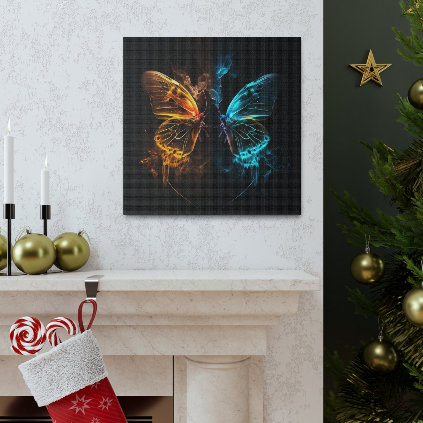 Canvas Gallery Wraps Kiss Neon Butterfly 8