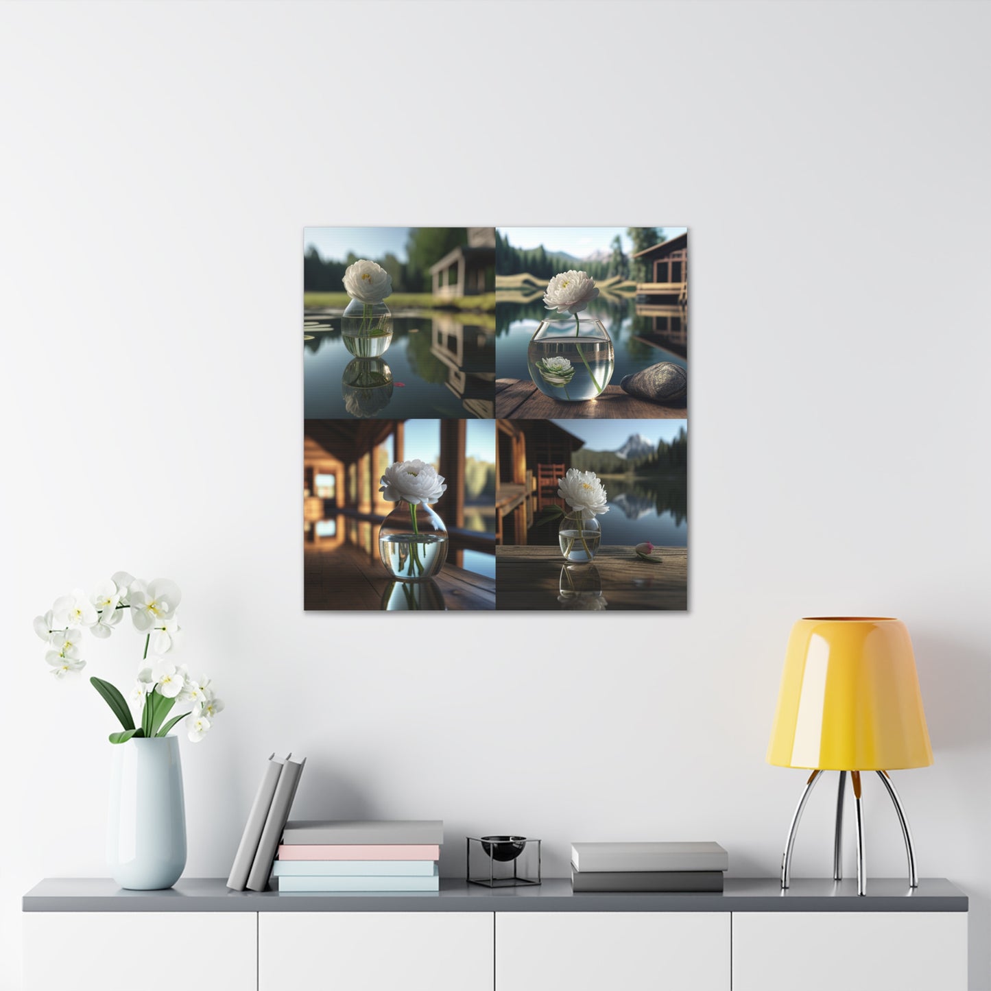 Canvas Gallery Wraps White Peony glass vase 5