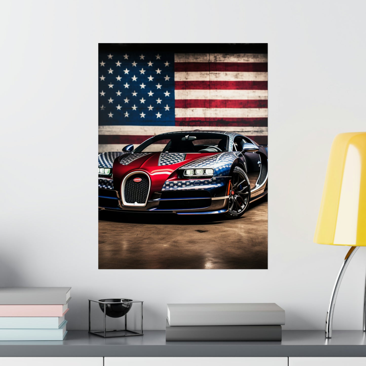 Premium Matte Vertical Posters Bugatti American Flag 1