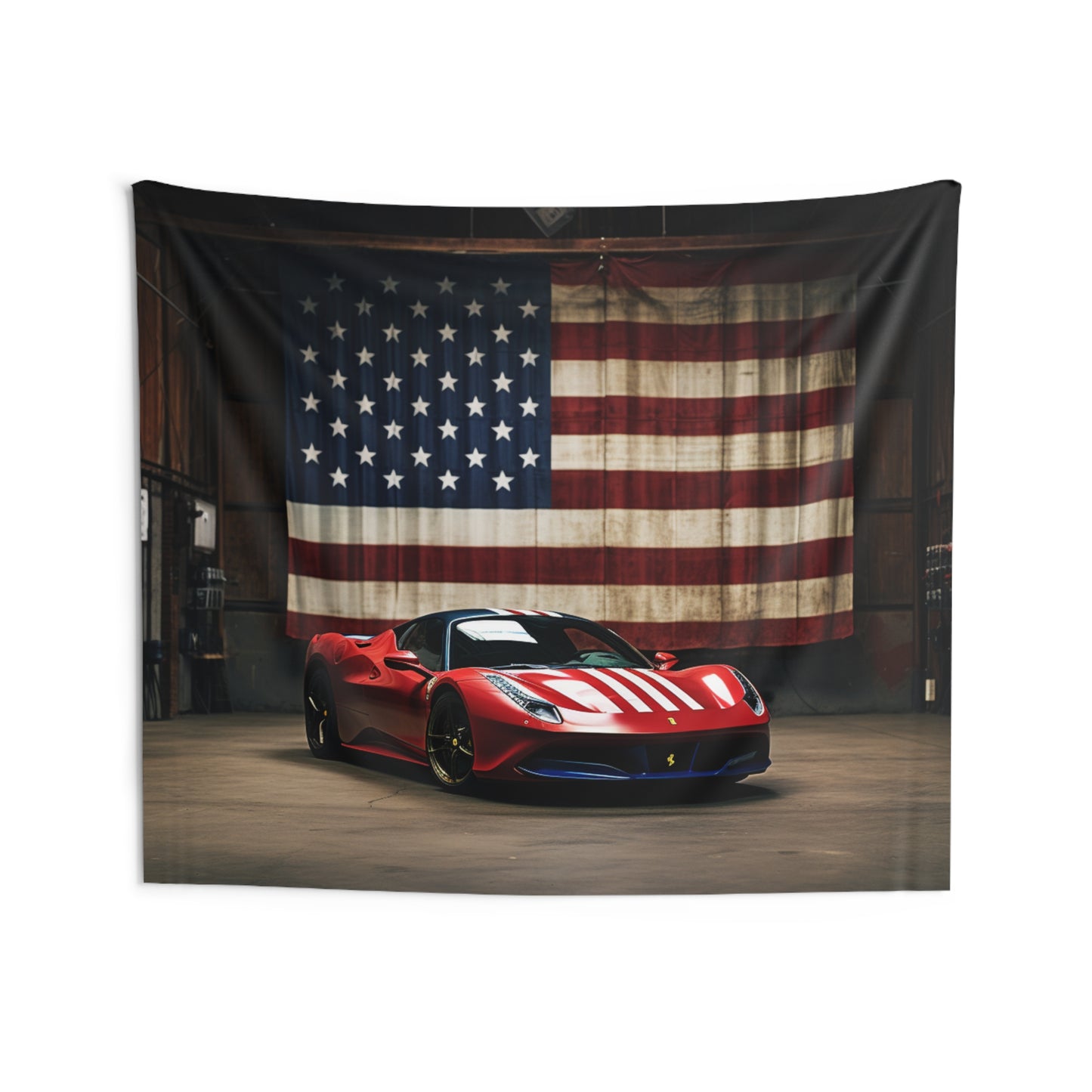 Indoor Wall Tapestries American Flag Farrari 4