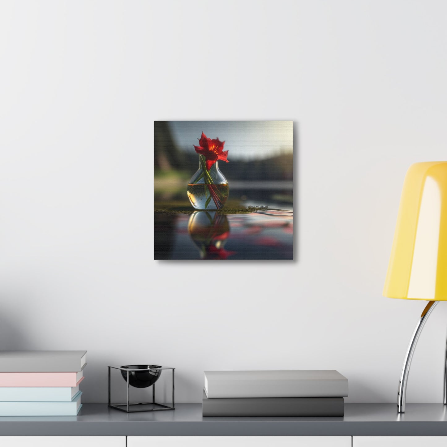 Canvas Gallery Wraps Red Lily in a Glass vase 3