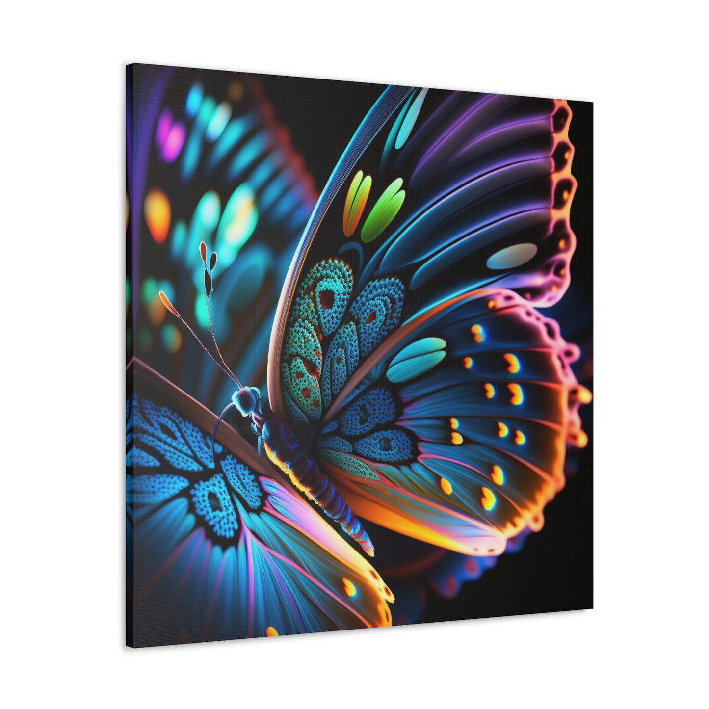 Canvas Gallery Wraps Neon Butterfly Macro 2