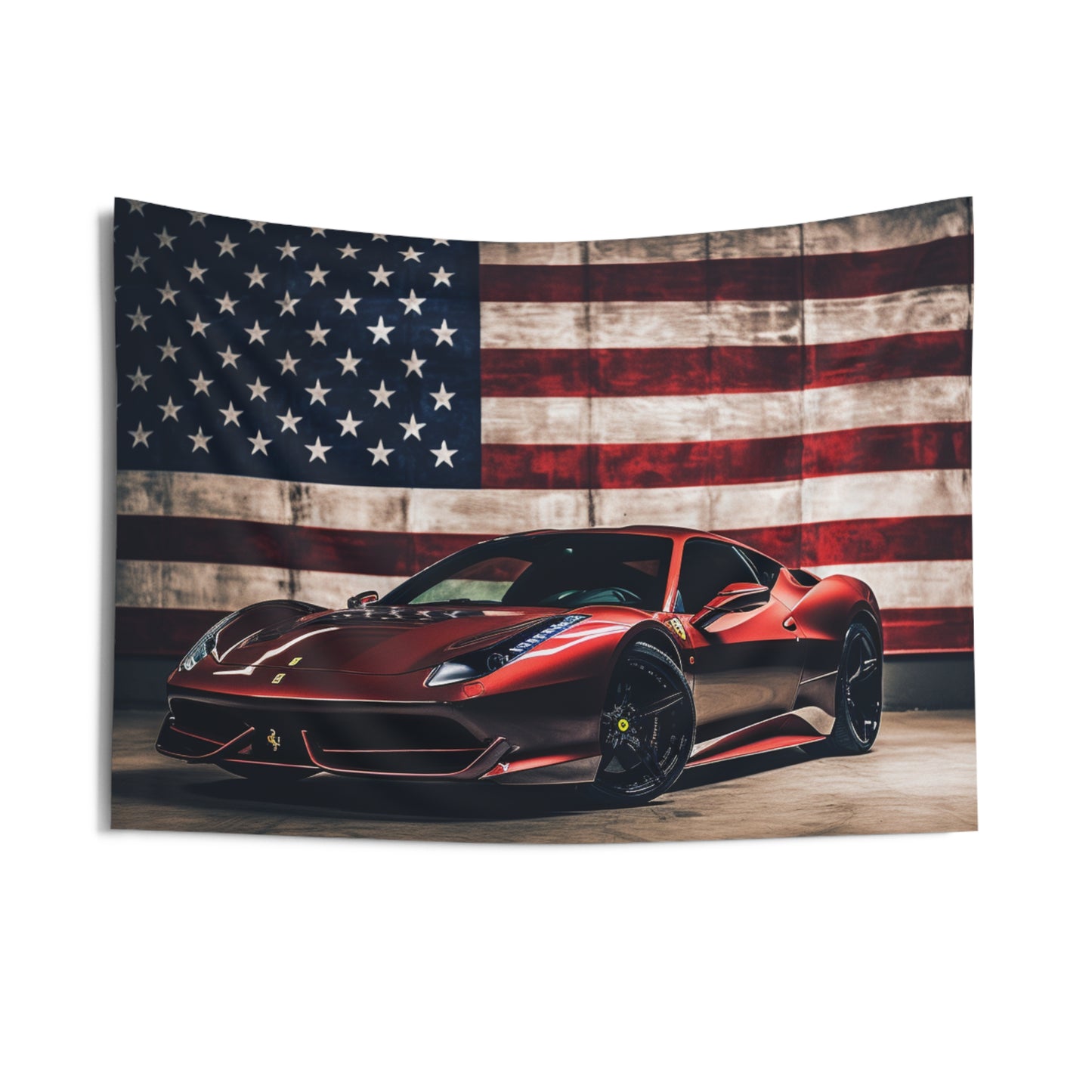 Indoor Wall Tapestries American Flag Background Ferrari 4